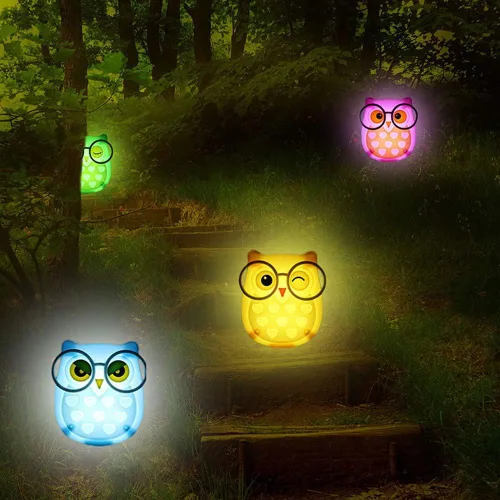 Vista 6 de 2 luces LED con forma de búho para niños – Lámpara de pared con sensor de luz de sueño para niños con buen cuidado y control automático, luces
