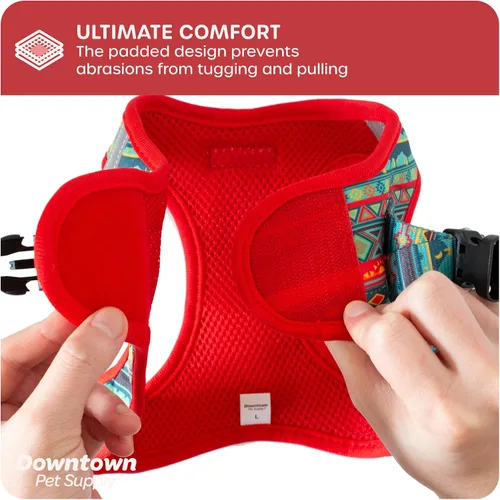 Vista 260 de Downtown Pet Supply Arnés para perro Step-in – Sin tirones, malla acolchada ajustable con ribete reflectante, correa de hebilla segura – Arnés