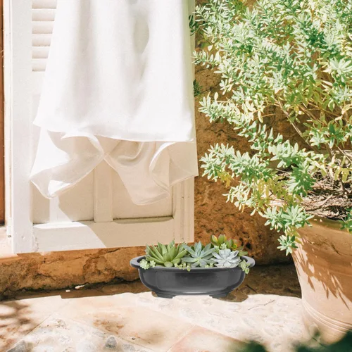 Vista 8 de GANAZONO 6 macetas de plástico para entrenamiento de bonsái, contenedor ovalado para plantas, maceta profunda con orificio de drenaje para el hogar