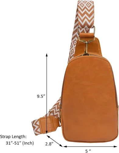 Vista 4 de Bolso bandolera para mujer, de piel sintética, bolso cruzado pequeño con correa de guitarra, bolsa de pecho para ciclismo, senderismo, viajes