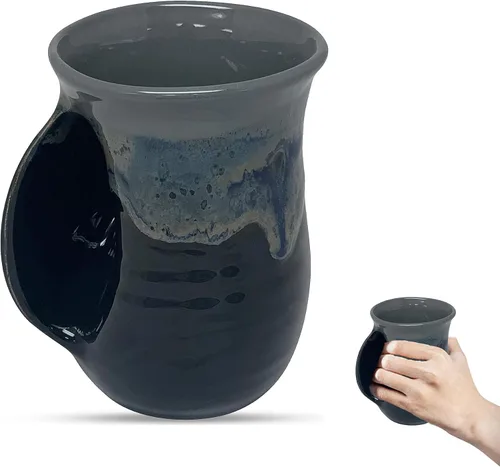 Vista 21 de Clay in Motion - Taza calentadora de manos para diestros, diseño Ocean Tide Marea del Océano