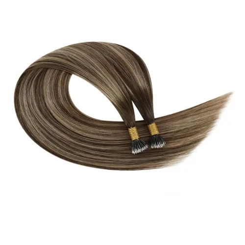 Vista 47 de Ugeat - Extensiones de cabello humano con microanillo, 14 pulgadas, extensiones de cabello Remy con microcuentas de 1 gm/hebra, 50 gms, extensiones