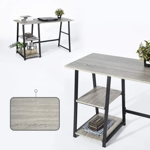 Vista 9 de CIATRE Escritorio de madera para computadora, escritorio de computadora para oficina en casa, escritorio de computadora para juegos, diseño
