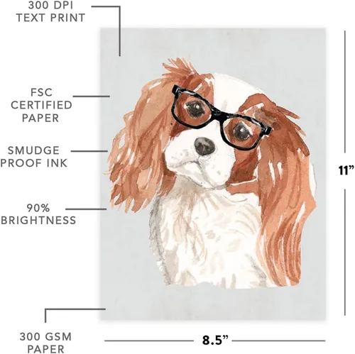 Vista 154 de Andaz Press Póster impreso para pared de perro, 8.5 x 11 pulgadas, Bulldog inglés con gafas negras, 1 paquete, regalo de cumpleaños de Navidad, sin