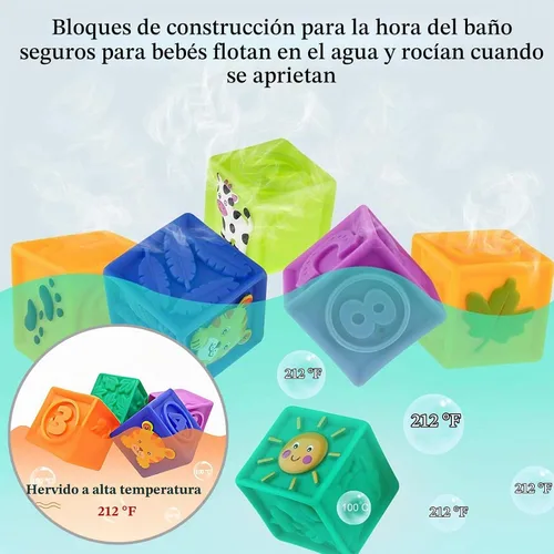 Vista 7 de Kingtree Bloques para bebés, 9 piezas de bloques de construcción suaves para bebés de más de 6 meses, juego de bloques educativos de dentición