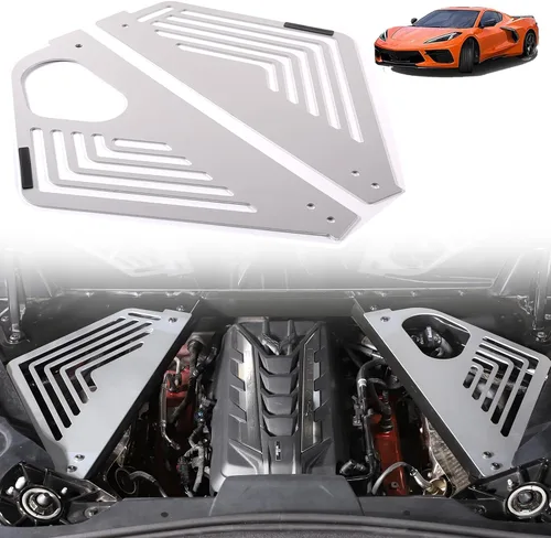 Vista 11 de Sekhyna Cubierta de panel de bahía del motor compatible con Chevrolet Corvette C8 Stingray 2020-2024 aleación de aluminio 2 piezas compartimento