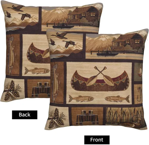 Vista 3 de Juego de 2 fundas de almohada cuadradas de 18x18 pulgadas, fundas de almohada decorativas retro negras estilo rústico para casa, sofá, fundas