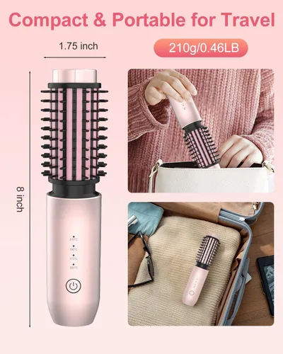 Vista 6 de Bestauty - Rizador de pelo portátil inalámbrico de 1.5 pulgadas, rizador de pelo de viaje 2 en 1 y cepillo alisador de pelo, calentamiento rápido, 4