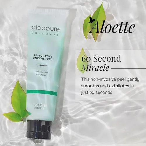 Vista 2 de Aloette Gel exfoliante para la cara, exfoliación de enzimas restauradoras (2 onzas), gel exfoliante para piel hidratada, exfoliación facial de aloe