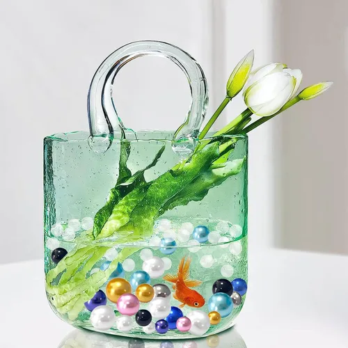 Vista 4 de 120 piezas de perlas flotantes sin agujero para jarrones, perlas negras flotantes para jarrones, rellenos de perlas flotantes, velas artificiales