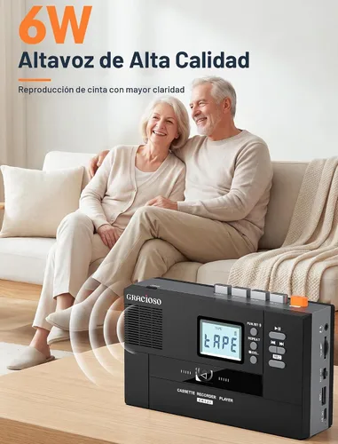 Vista 6 de Gracioso Convertidor de casete Bluetooth a MP3 con batería de 2000 mAH Transmisor y receptor Bluetooth Reproductor de cinta de casete con altavoz