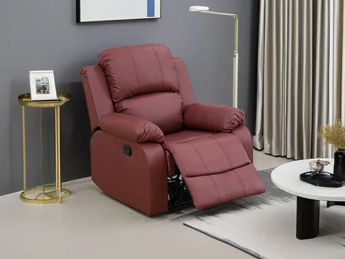 Vista 14 de Sofá reclinable manual moderno, sofá reclinable de cuero de 3 plazas, sofá reclinable de sala de estar, sofá con portavasos y mesa abatible