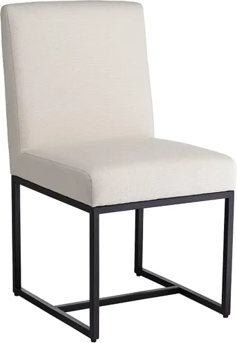 Vista 3 de 55 Downing Street Silla de comedor Myles de tela blanca y metal negro