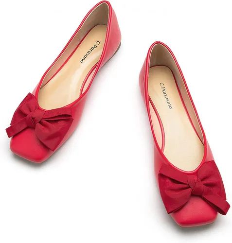 Vista 21 de C.Paravano Zapatos de Ballet para Mujer Zapatos Planos con Punta Cuadrada Zapatos Mary Jane Zapatos de Diseño para Mujer Negro Nueva Patente