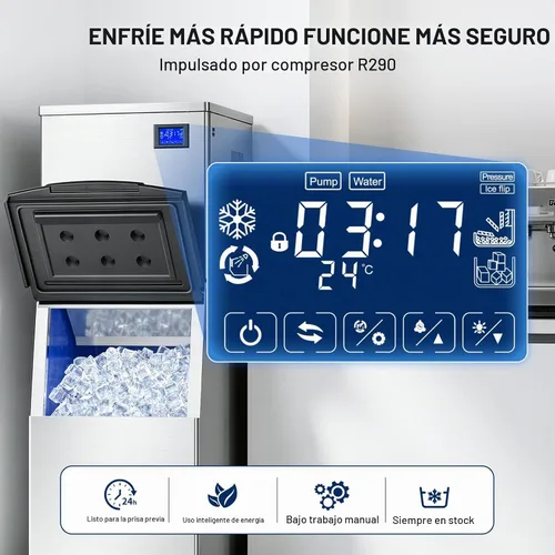 Vista 4 de Commercial Ice Maker, 700Lbs/24H with 500LBS Storage Bin Silver