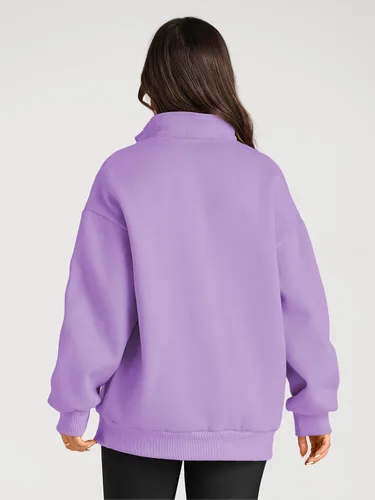 Vista 4 de Trendy Queen Womens Oversized Sweatshirts Hoodies Half Zip Pullover Fall Fashion Outfits 2024 Y2k Clothes