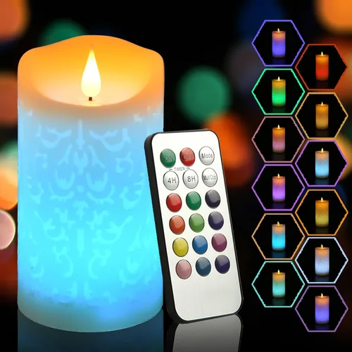 Vista 13 de Velas de té recargables sin llama con temporizador remoto y base de carga, velas LED que funcionan con pilas, velas USB para otoño, boda, Navidad