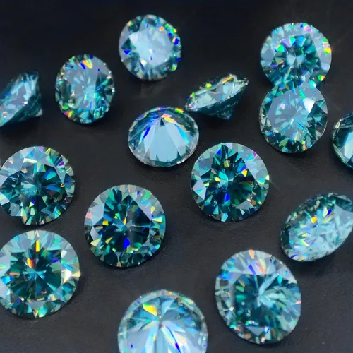 Vista 7 de 0.256 in 1.0ct VVS1 Moissanita verde azul redondo excelente corte Moissanita piedras preciosas sueltas para la fabricación de joyas