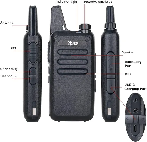 Vista 9 de TID RADIO TD-M8s Radios Walkie Talkies Radio bidireccional recargable (paquete de 6) Radio FRS sin licencia con cargador de 6 vías Multi Gang