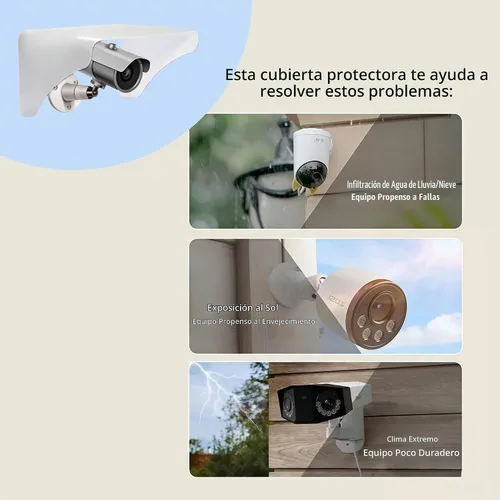 Vista 5 de Protector de lluvia solar para cámara de metal resistente, cubierta protectora universal para lluvia y sol para exteriores, compatible con anillo