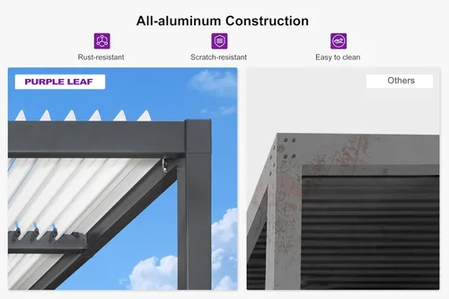 Vista 3 de PURPLE LEAF - Pergola con listones de 11 x 18 pies, marco de aluminio blanco para patios