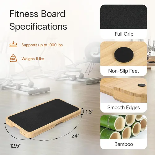 Vista 2 de StrongTek Resistance Band Training Platform, Bamboo/Wood, 1000 lb, Non-Slip
