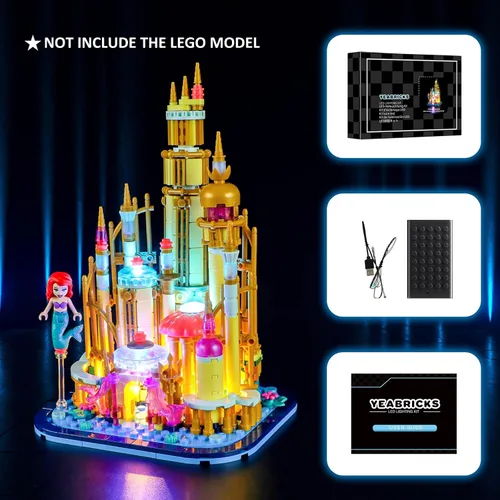 Vista 5 de YEABRICKS Luz LED para -40708 Disney Mini Disney Ariel's Castle Building Blocks Model (juego de construcción no incluido)