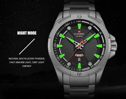 Vista 5 de NAVIFORCE - Reloj de pulsera de cuarzo analógico para hombre de acero inoxidable impermeable