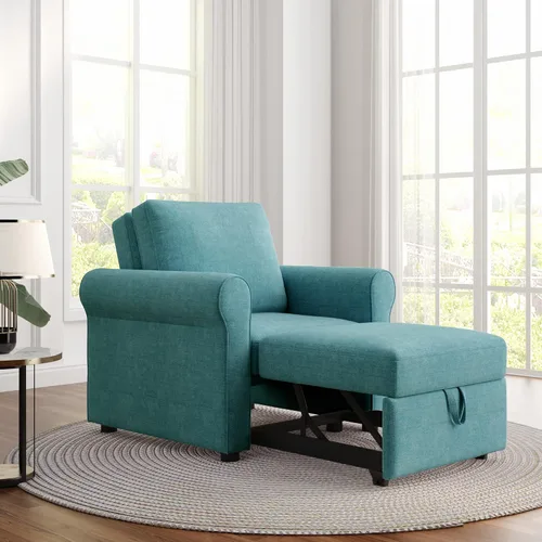 Vista 21 de Sofá cama convertible de terciopelo con respaldo ajustable y enchufe USB, sofá cama extraíble multiposición tamaño individual con 2 almohadas