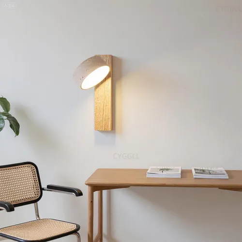 Vista 4 de Apliques de pared de travertino, accesorios de iluminación de piedra, iluminación de pared, lámparas de pared para sala de estar, dormitorio, LED
