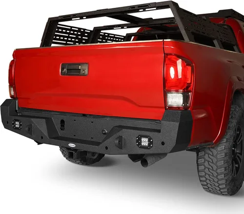 Vista 3 de Parachoques trasero de acero resistente Tacoma con anillos en D para camionetas Toyota Tacoma 2016-2023