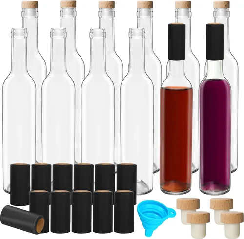 Vista 8 de DHSBTLS Botellas de vidrio transparente de 12 oz con tapas de corcho Paquete de 12 tapas de madera blanca de 12.7 fl oz