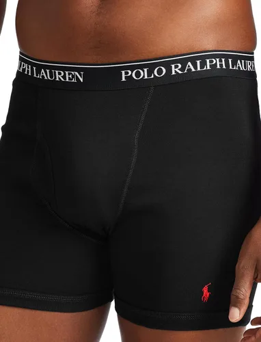 Vista 4 de POLO RALPH LAUREN Calzoncillos tipo bóxer de algodón de ajuste clásico para hombre, calzoncillos tipo bóxer de pierna larga, paquete de 3
