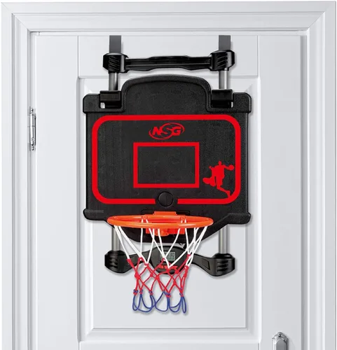 Vista 4 de Combo de baloncesto y boxeo para colocar sobre la puerta, juego 2 en 1 con aro ajustable y bolsa de velocidad, marcador y efectos de sonido