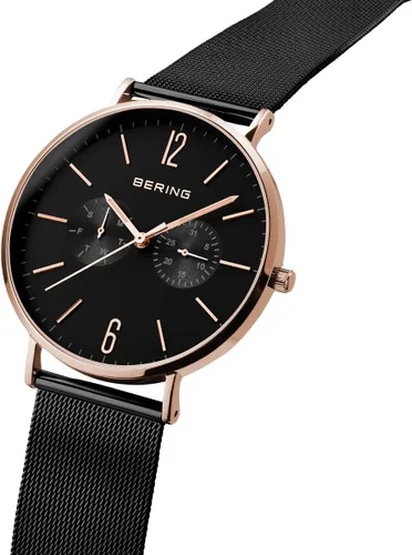 Vista 2 de BERING Reloj analógico unisex de la colección clásica de cuarzo con correa de acero inoxidable y cristal de zafiro