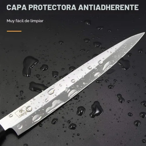 Vista 2 de Cuchillo sashimi de 8 pulgadas, cuchillo de sushi de un solo bisel para uso diestro Japanese Stainless Steel Yanagiba for Fish, Sushi, Boneless