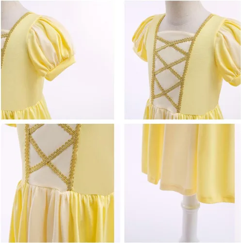 Vista 5 de MYRISAM Disfraz de princesa para niñas, vestido de verano de Halloween, Navidad, fiesta de cumpleaños, concurso, vestido de bola de algodón