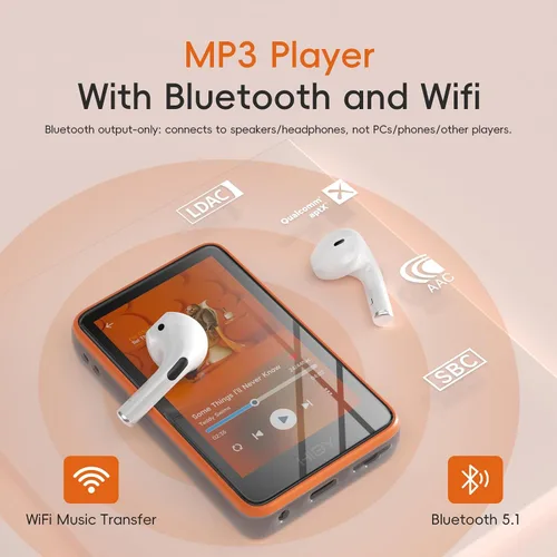 Vista 5 de HiBy R1 Reproductor de MP3 HiFi con Bluetooth 5.1 Tidal Qobuz DSD 256 Reproductor de Música Sin Pérdidas Nativo con Pantalla Táctil/Audio Hi-Res