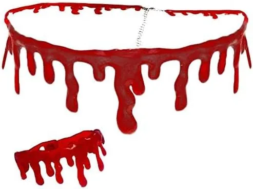 Vista 2 de Juego de accesorios de disfraz de vampiro y pulsera para fiesta de Halloween que gotea sangre