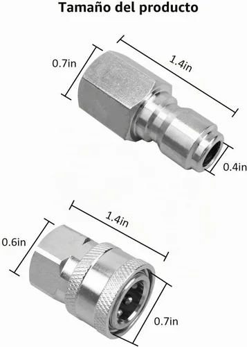 Vista 3 de NPT - Kit de conectores rápidos macho y hembra de adaptadores para lavadora a presión de 3/8 pulgadas