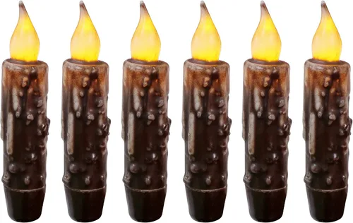Vista 22 de CVHOMEDECO. Velas de cera real sumergidas a mano con temporizador LED con pilas, velas cónicas sin llama primitivas del país, 4-3/4 pulgadas, negro