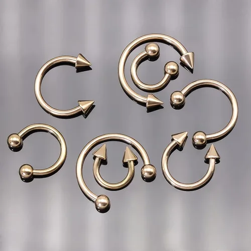Vista 4 de BLISI G23 - Piercing de ceja de titanio sólido, anillos de cejas Gokd negro oro rosa plata rosa arco iris 16G barra curvada, joyería de labio