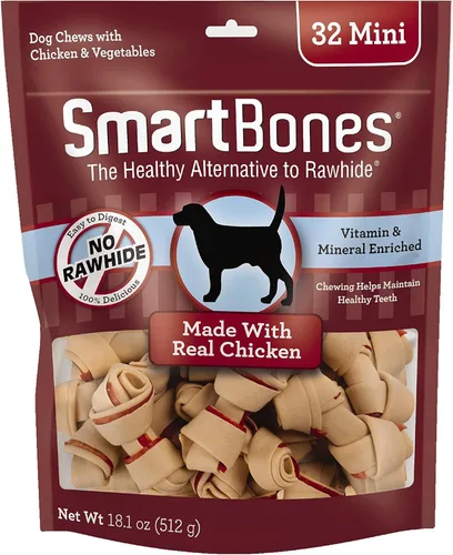 Vista 18 de SmartBones Mini masticables con carne de res real, 24 unidades, masticables sin piel cruda para perros