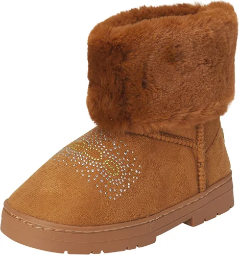 Vista 3 de bebe Botas de invierno para niñas, botas de microgamuza con diamantes de imitación y puños de piel sintética