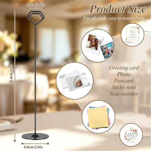 Vista 2 de Urban Deco Paquete de 16 soportes para números de mesa de 12 pulgadas, tarjeteros de metal para mesa, soportes para fotos para mesas, soporte