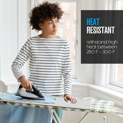 Vista 7 de Houseables, funda para planchar, esterilla magnética para lavado, de 32 1/2 x 17 pulgadas, gris, tipo acolchada, funda resistente al calor, a