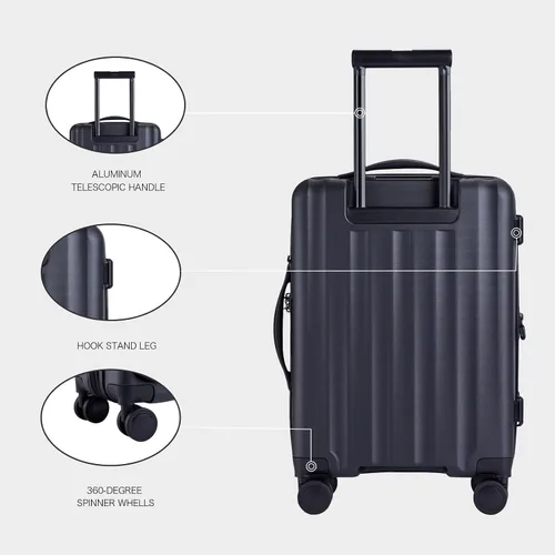 Vista 3 de Verage Greenwich EXT equipaje de mano, maleta rígida con ruedas giratorias con bolsillo frontal para viajes, aprobado por la TSA, Negro -, Recyle