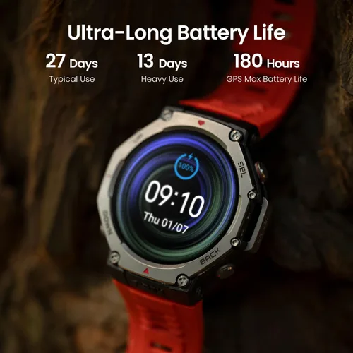 Vista 8 de Amazfit Repuesto renovado T-Rex 3 Reloj inteligente militar resistente 48mm, GPS, mapas sin conexión, resistente al agua 100m, reloj inteligente