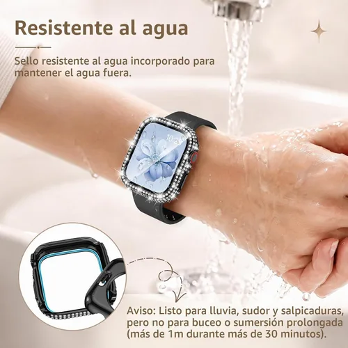 Vista 4 de Goton Funda de 40 mm impermeable con brillo para Apple Watch, protector de pantalla SE 3/2/1, Serie 6/5/4 de 40 mm, parachoques frontal de PC