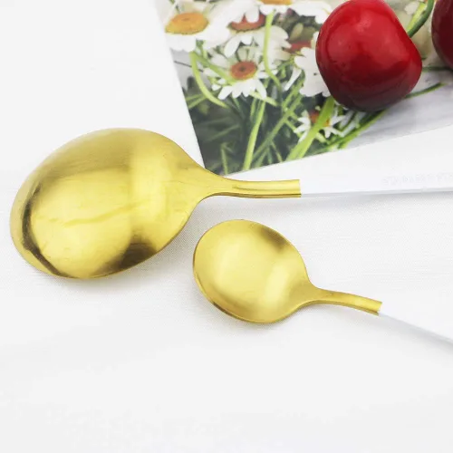 Vista 6 de JASHII Juego de cubiertos de acero inoxidable de 24 piezas, juego de cubiertos de servicio para 6, utensilios para cocina, aptos para lavavajillas